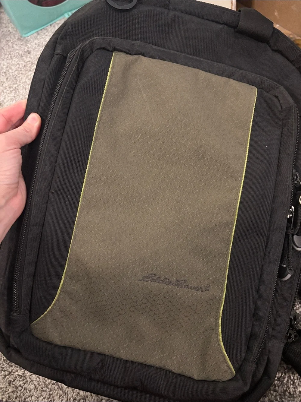 Eddie Bauer Black and Olive Men’s Laptop Backpack